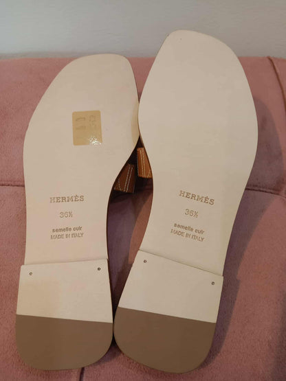 Hermes Oran Panoplie Equestre Embroidered H Gold Size 36.5