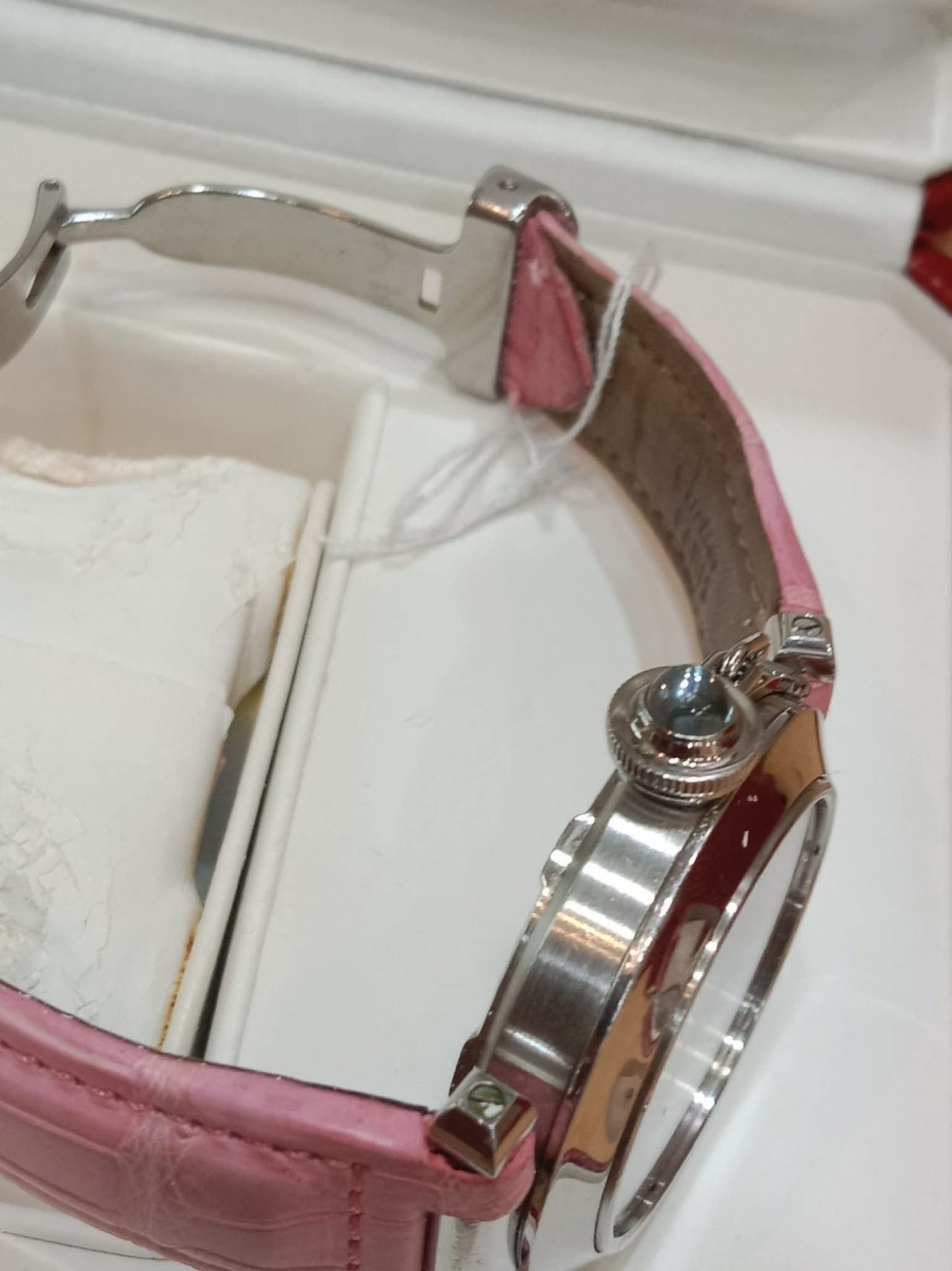 Cartier Pasha C Pink Blue Limited Edition Watch 35mm Stainless Steel Case Pink Alligator Leather Strap
