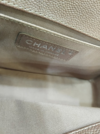 Chanel Le Boy Rose Gold Old Medium Caviar Series 26