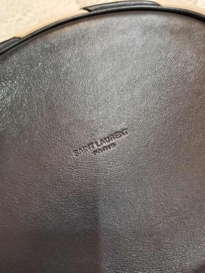 Saint Laurent Alix Stripes Quilted Leather Bucket Bag Bicolor Beige/Black