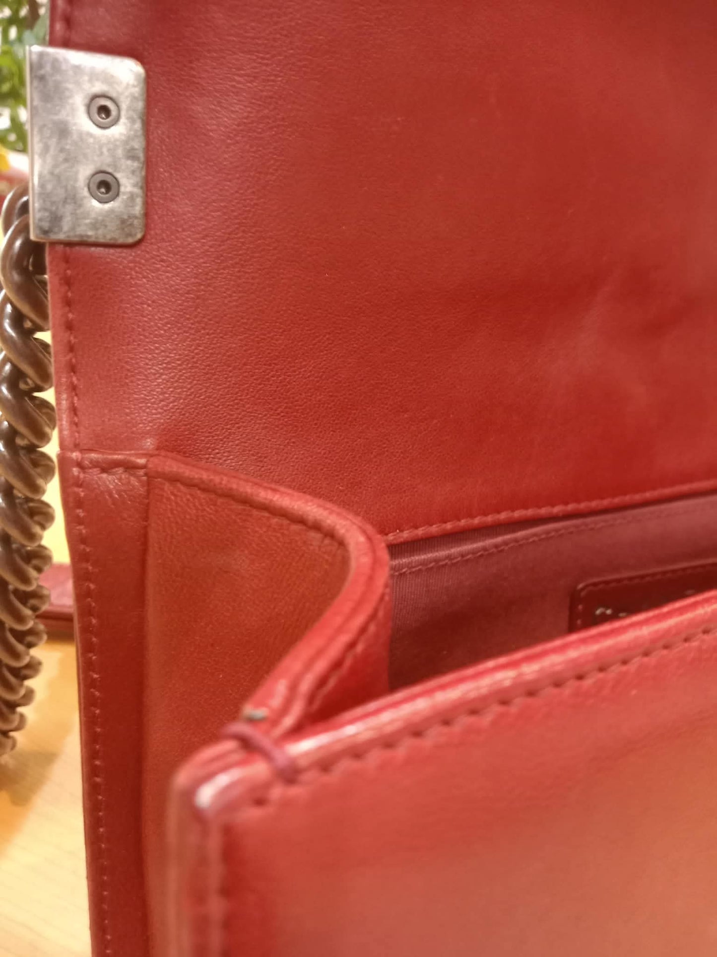 Chanel Le Boy Bag Red Lambskin Medium Series 18
