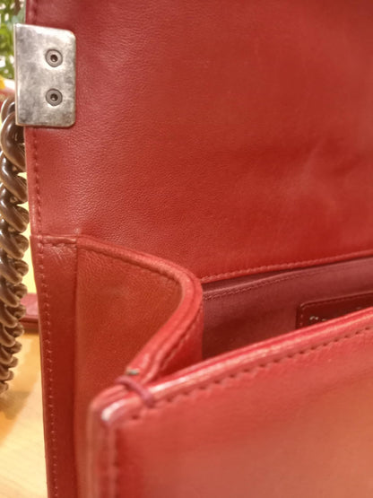 Chanel Le Boy Bag Red Lambskin Medium Series 18
