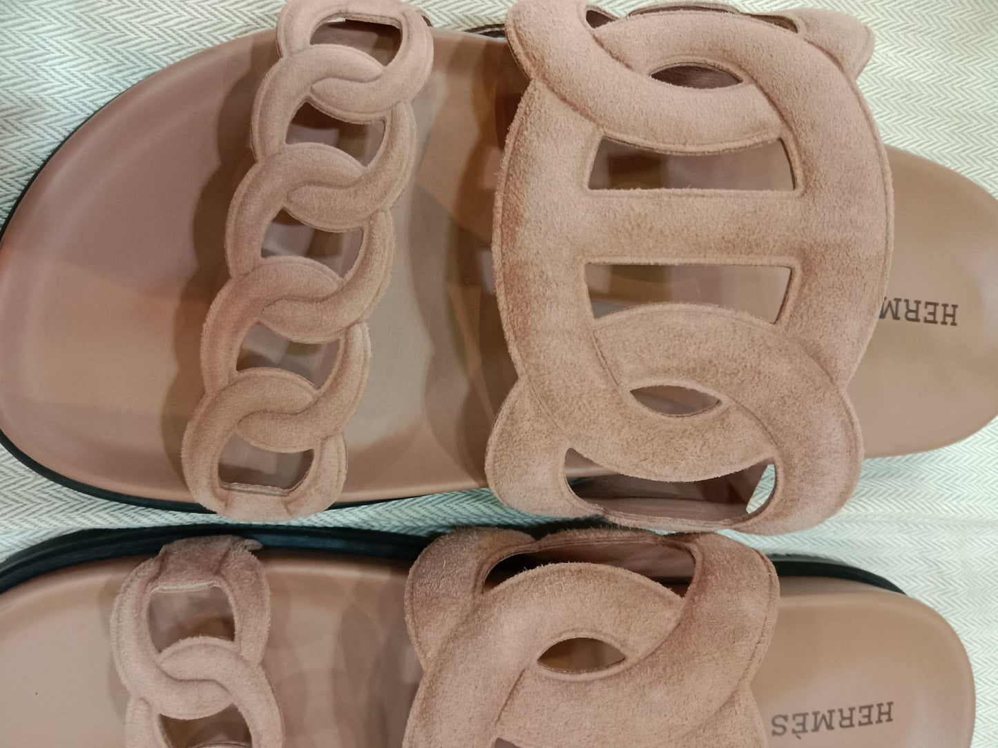Hermes Extra Sandals Suede PInk Size 36.5
