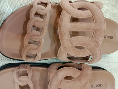 Hermes Extra Sandals Suede PInk Size 36.5