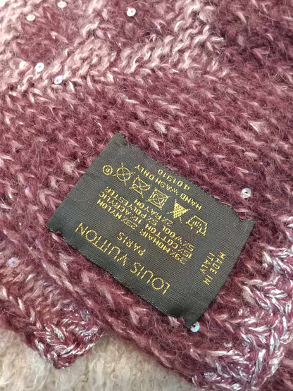 Louis Vuitton Bonnet & Scarf Maroon