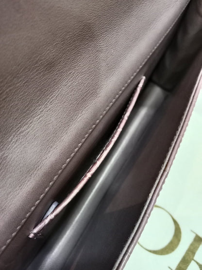 Dior Crocodile Embossed Mauve Clutch