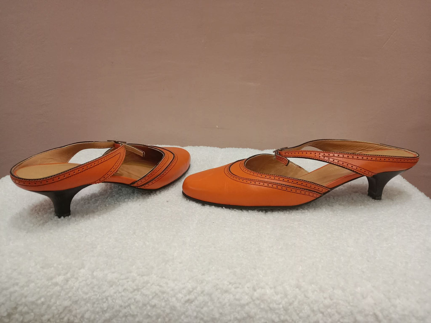 Hermes Slingback Mules Orange size 36