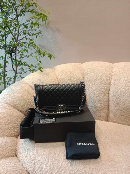 Chanel Leboy Quilted Lambskin Old Medium Black Series 24