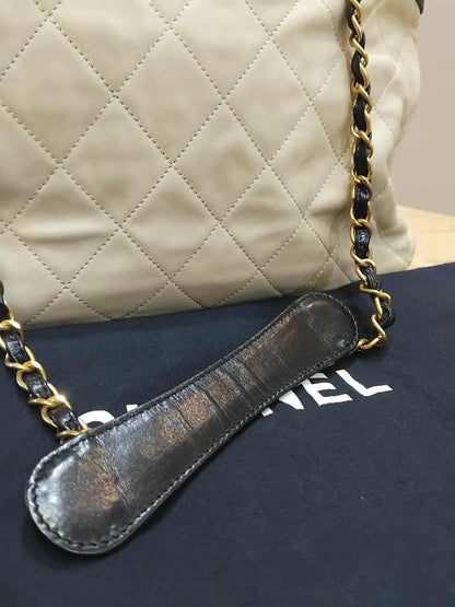 Chanel Mix Shopping Tote Bag Quilted Beige/Black Series 16