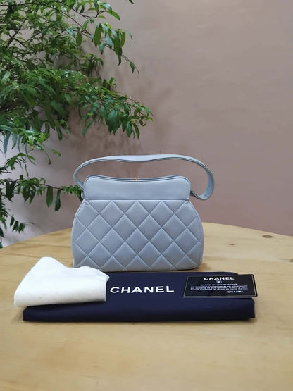 Chanel Nano Kelly Shopper Vintage Aged Quilted Calfskin Turquoise Series 4