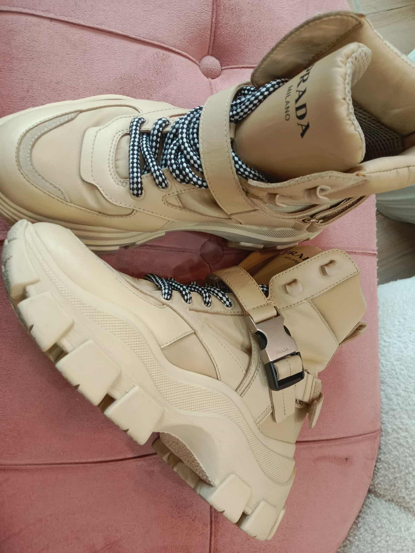 Prada Monolith Boots Beige Size 38