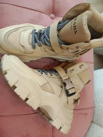 Prada Monolith Boots Beige Size 38