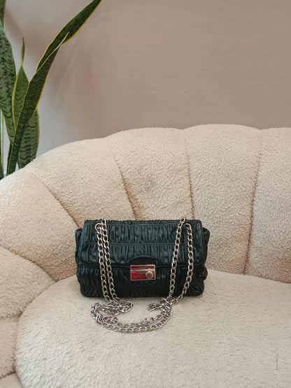 Prada Women's Leather Gaufre Black