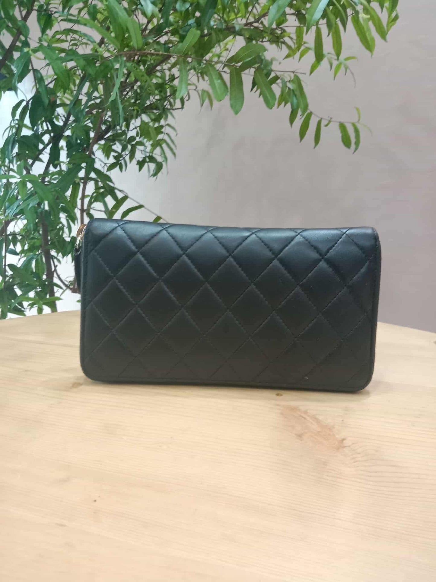 Chanel Quilted Leather Zip-Around Lambskin Wallet Series 22