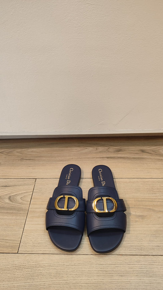 Dior Montaigne Sandals Dark Blue Size 36