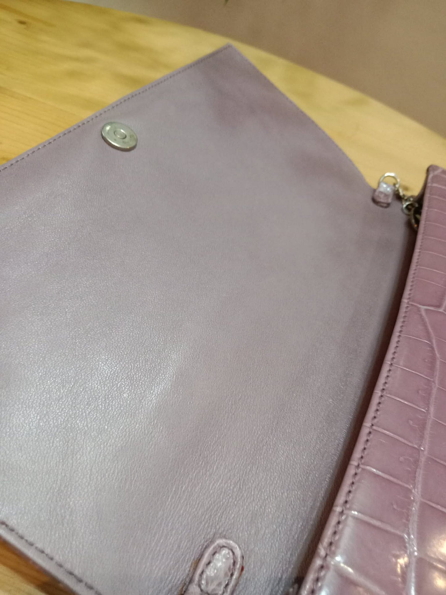 Dior Crocodile Embossed Mauve Clutch