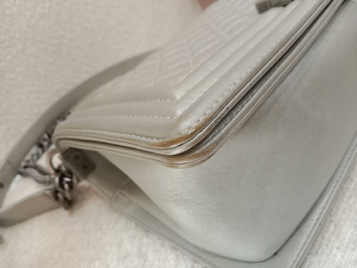 Chanel Le Boy Lambskin Old Medium Gray Series 20