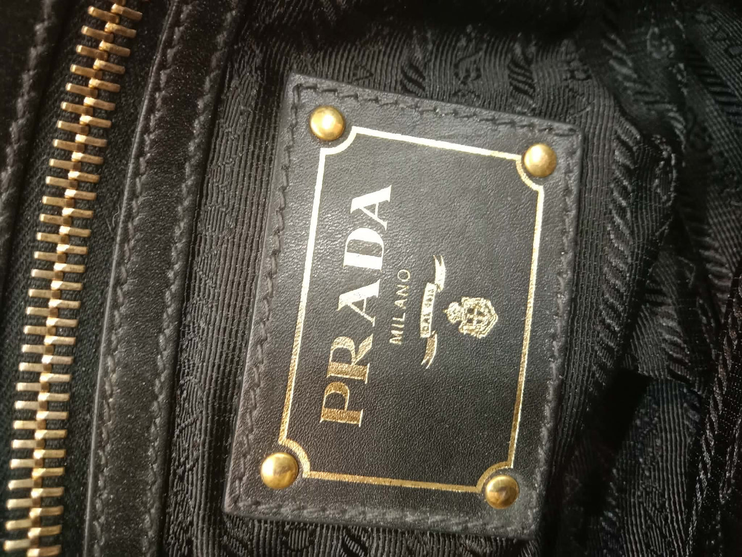 Prada Logo Jacquard Tote Corda Bruciato