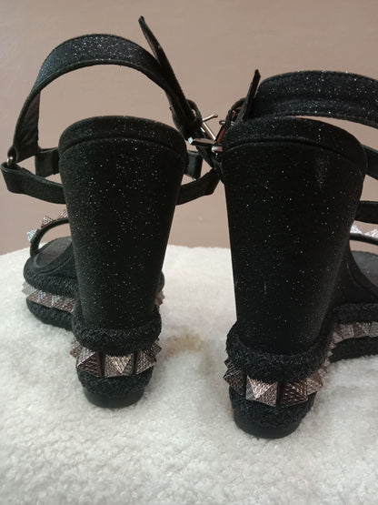 Christian Louboutin Pyraclou Wedge Black Pyramid Studs Size 36