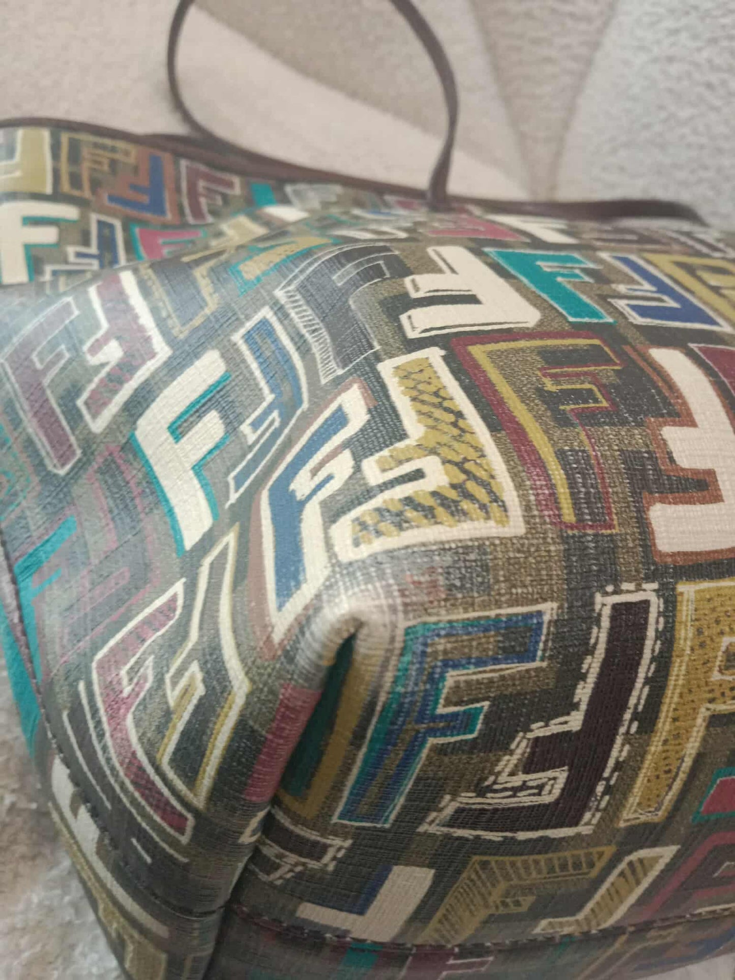 Fendi Multicolor Zucca Spalmati Roll Tote Bag