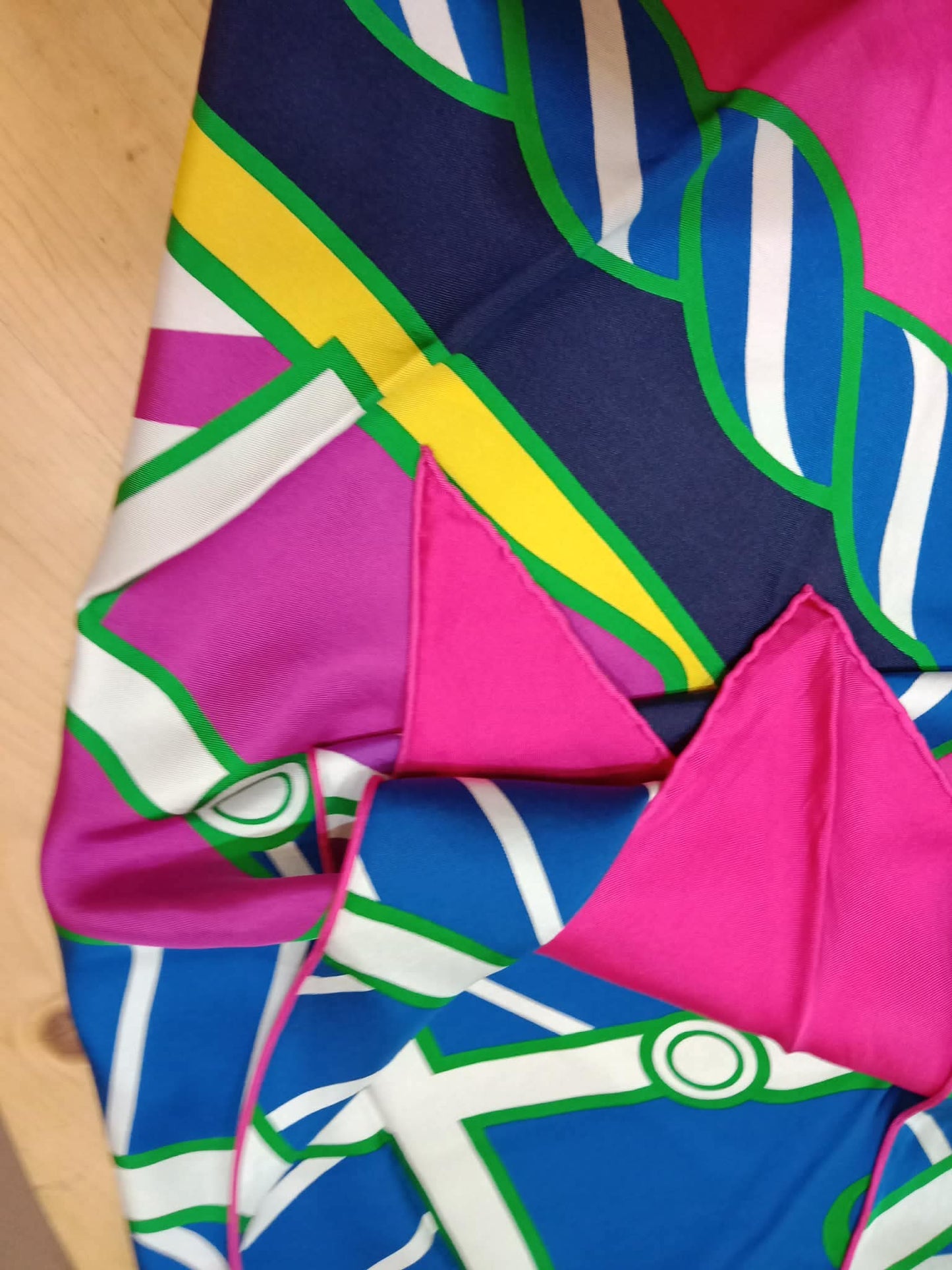 Hermes Triangular Silk Scarf Multicolor Quadrige Bayadere Pattern