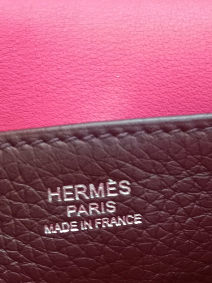 Hermes Halzan 25 Clemence Rouge/Framboise Stamp Z 2021