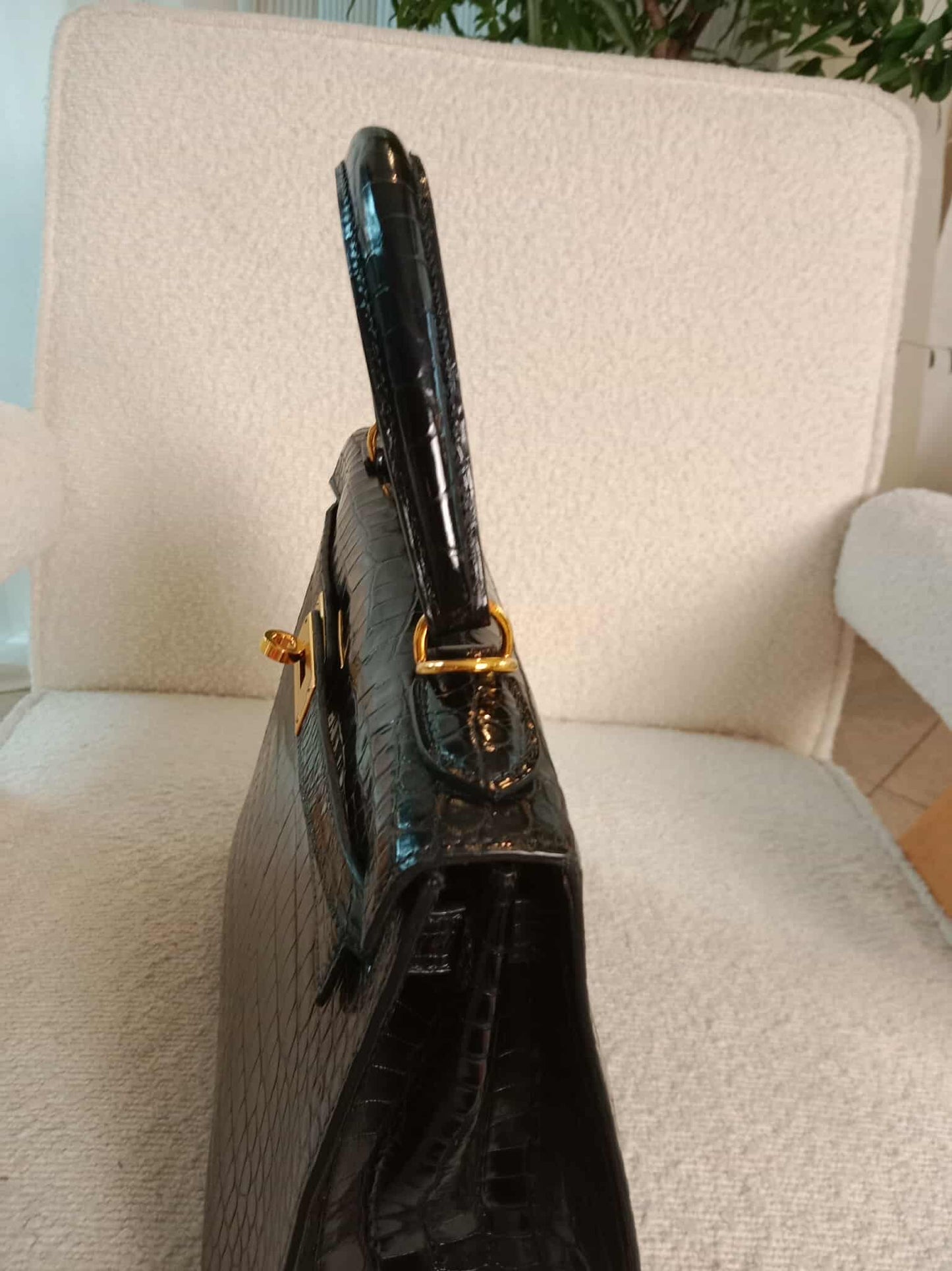 Hermes Kelly 28 Crocodile Noir Stamp S Circle 1989