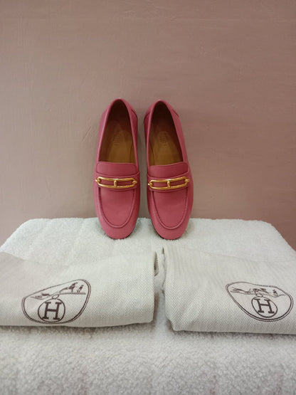 Hermes Miles Neoprene/Suede Sneakers Red Size 38