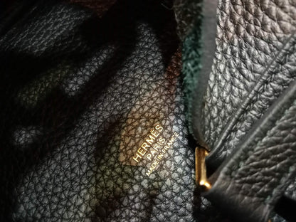Hermes Picotin 22 Noir Clemence Stamp U 2022
