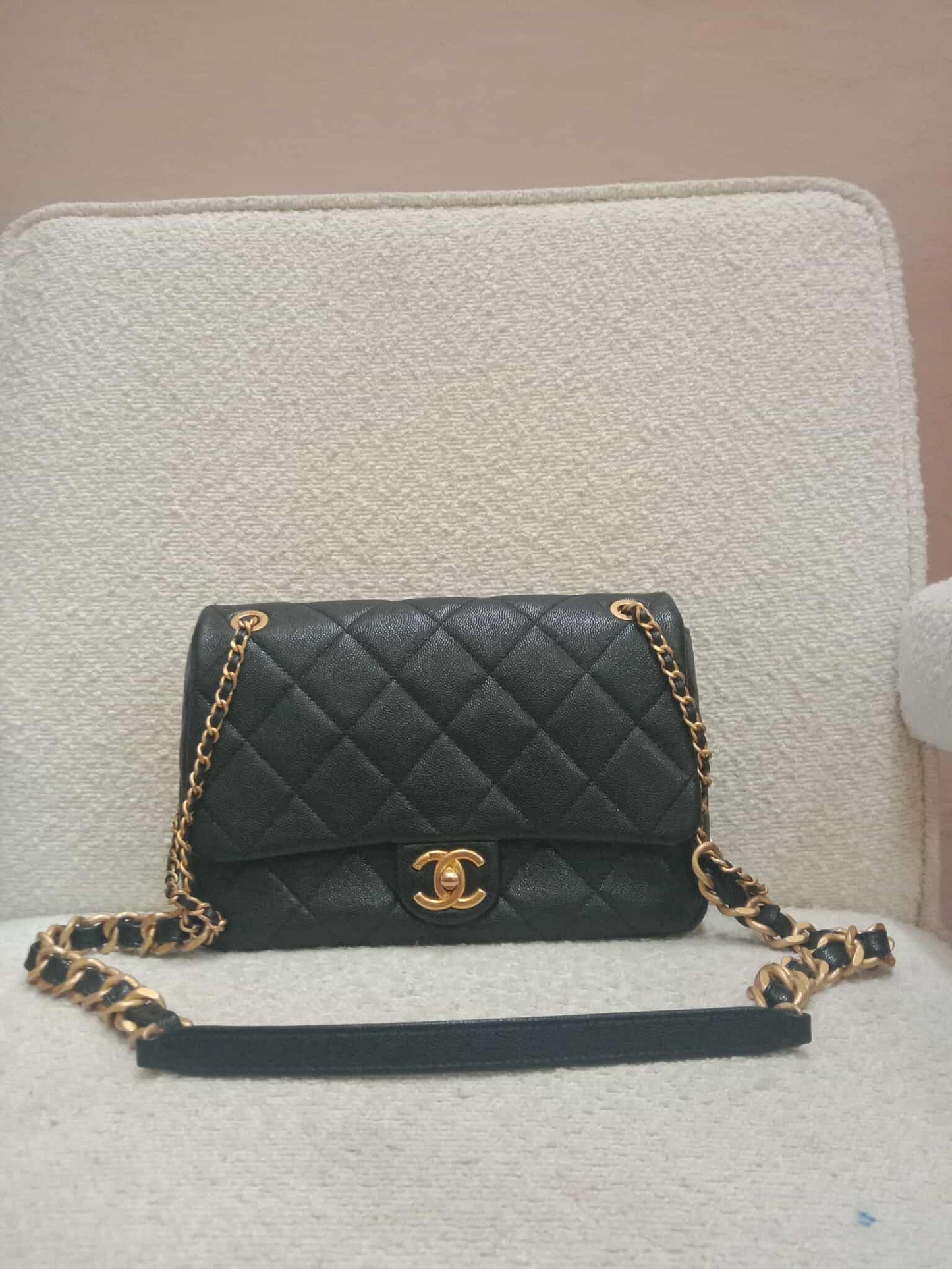 Chanel Seasonal Flap Caviar Black Microchipped