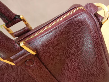 Chanel Boston Bag Burgundy Caviar Series 2