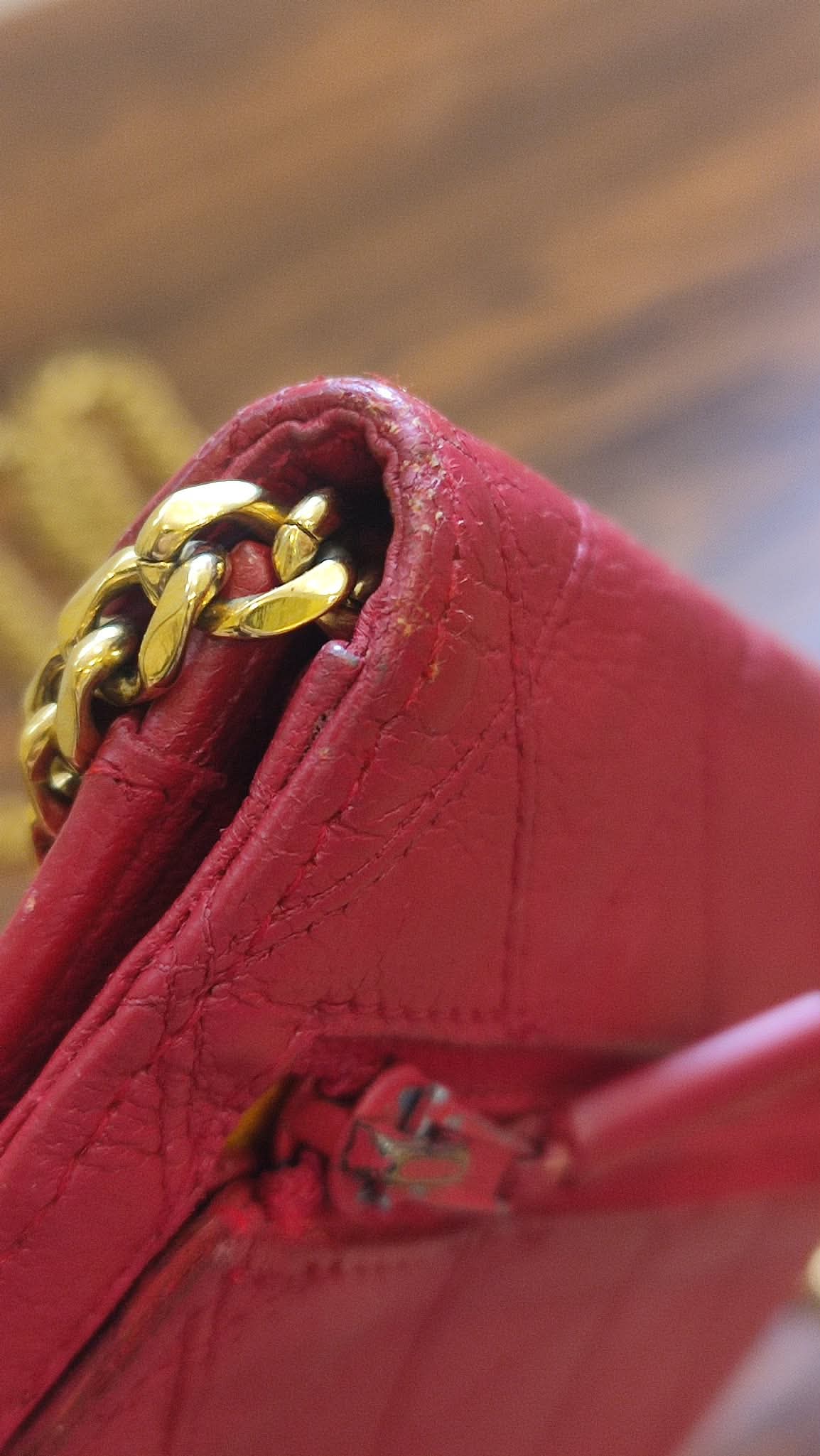 Chanel Vintage Envelope Wallet Red Lambskin Series 3