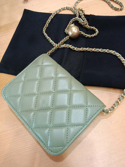 Chanel Pearl Crush Mini Quilted Lambskin Flap Bag Matcha Series 31