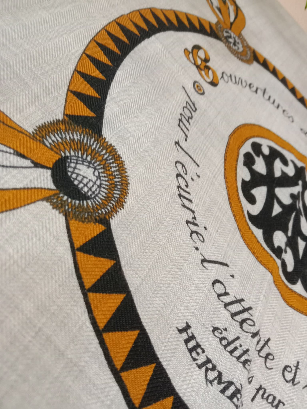 Hermes "Couvertures Et Tenues de Jour" Silk Scarf featuring a Circular Equestrian Design