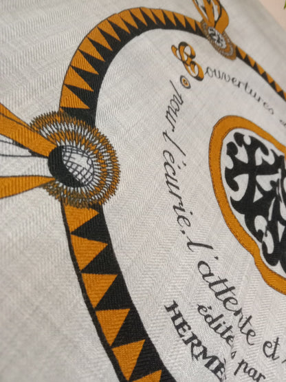 Hermes "Couvertures Et Tenues de Jour" Silk Scarf featuring a Circular Equestrian Design