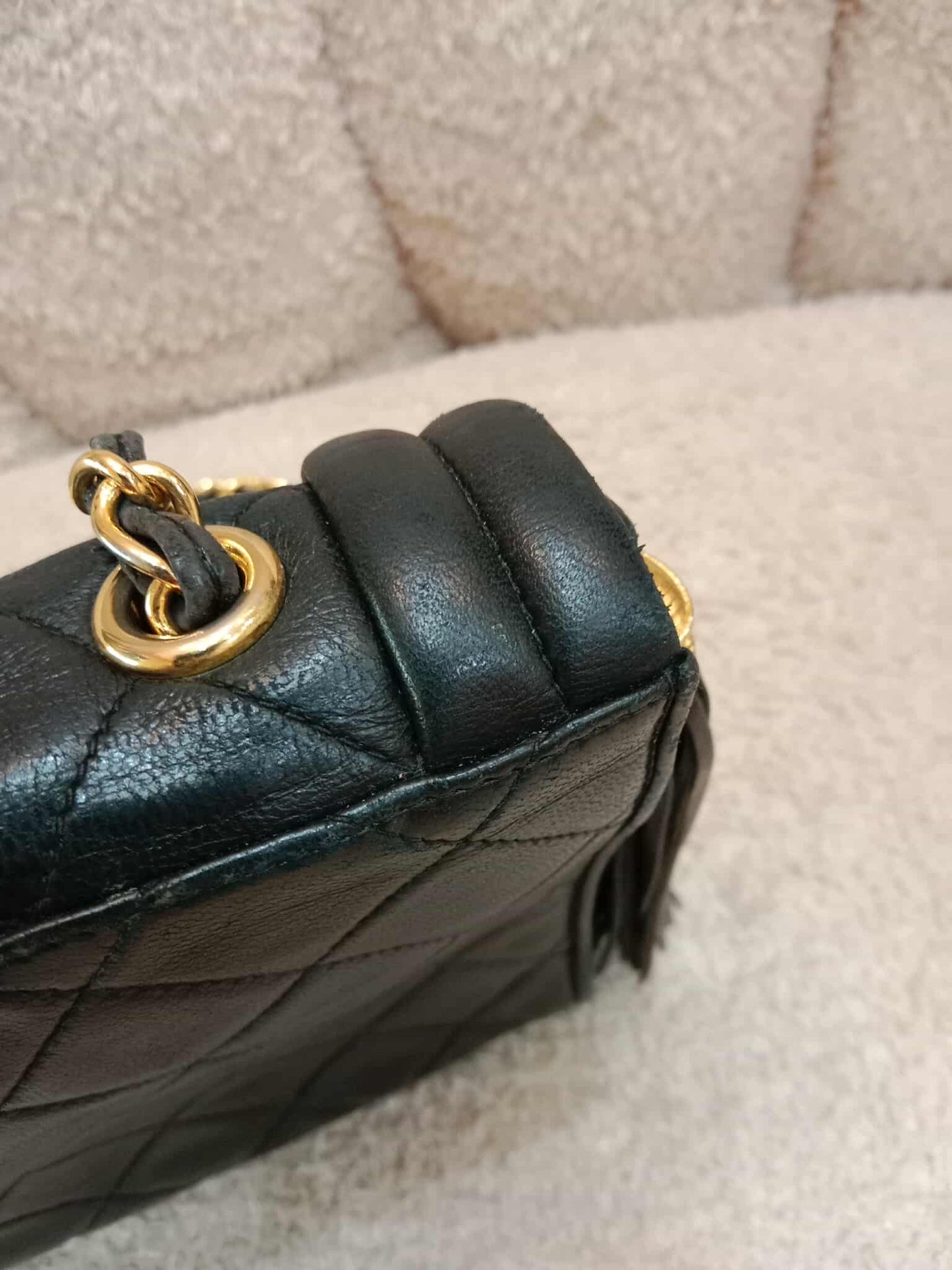 Chanel Vintage Chain Tassel Flap Bag Black Lambskin Series 0