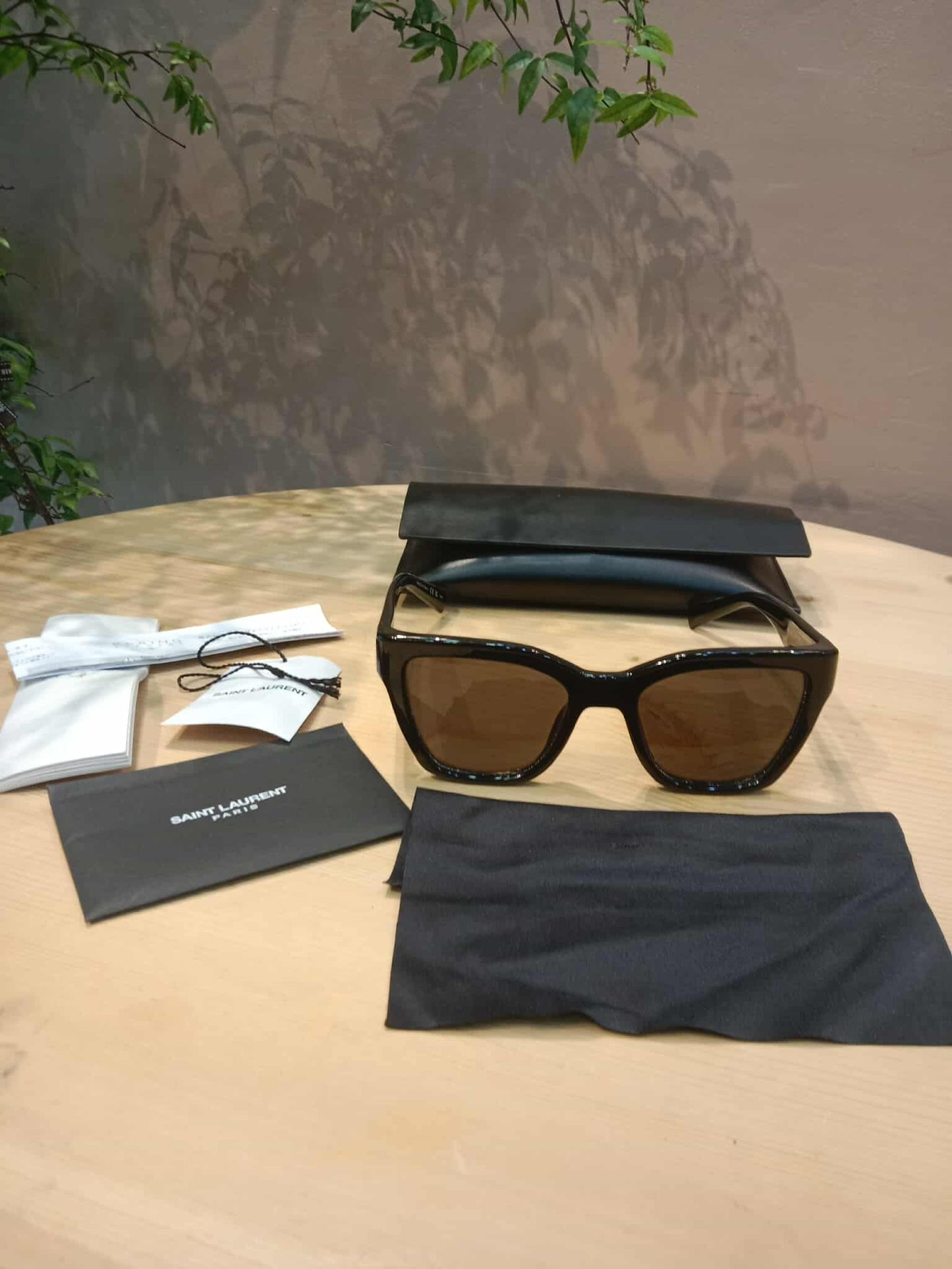 YSL Women's Cat Eye Black Sunglasses