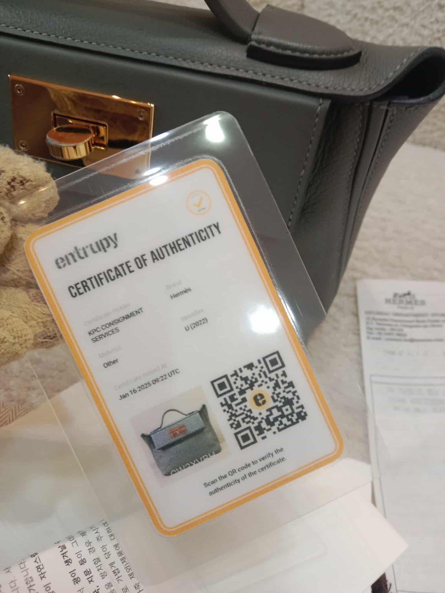 Hermes Mini 24/24 Gris Meyer Evercolor Stamp U 2022