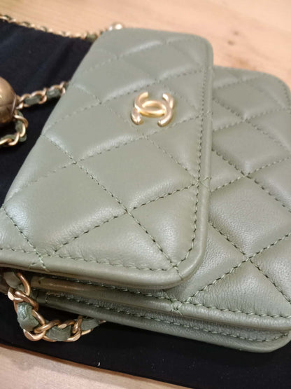 Chanel Pearl Crush Mini Quilted Lambskin Flap Bag Matcha Series 31