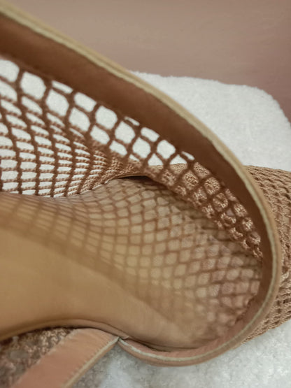 Bottega Veneta Mesh Nappa Chunky Chain Sandals Beige Size 36