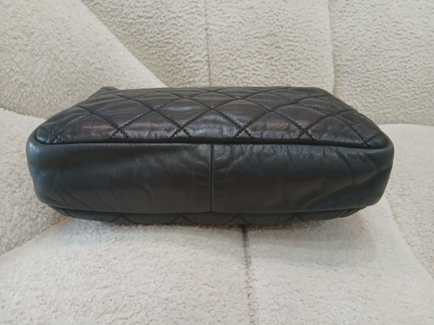 Chanel Square Double Flap Lambskin Dark Gray Series 15