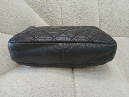 Chanel Square Double Flap Lambskin Dark Gray Series 15