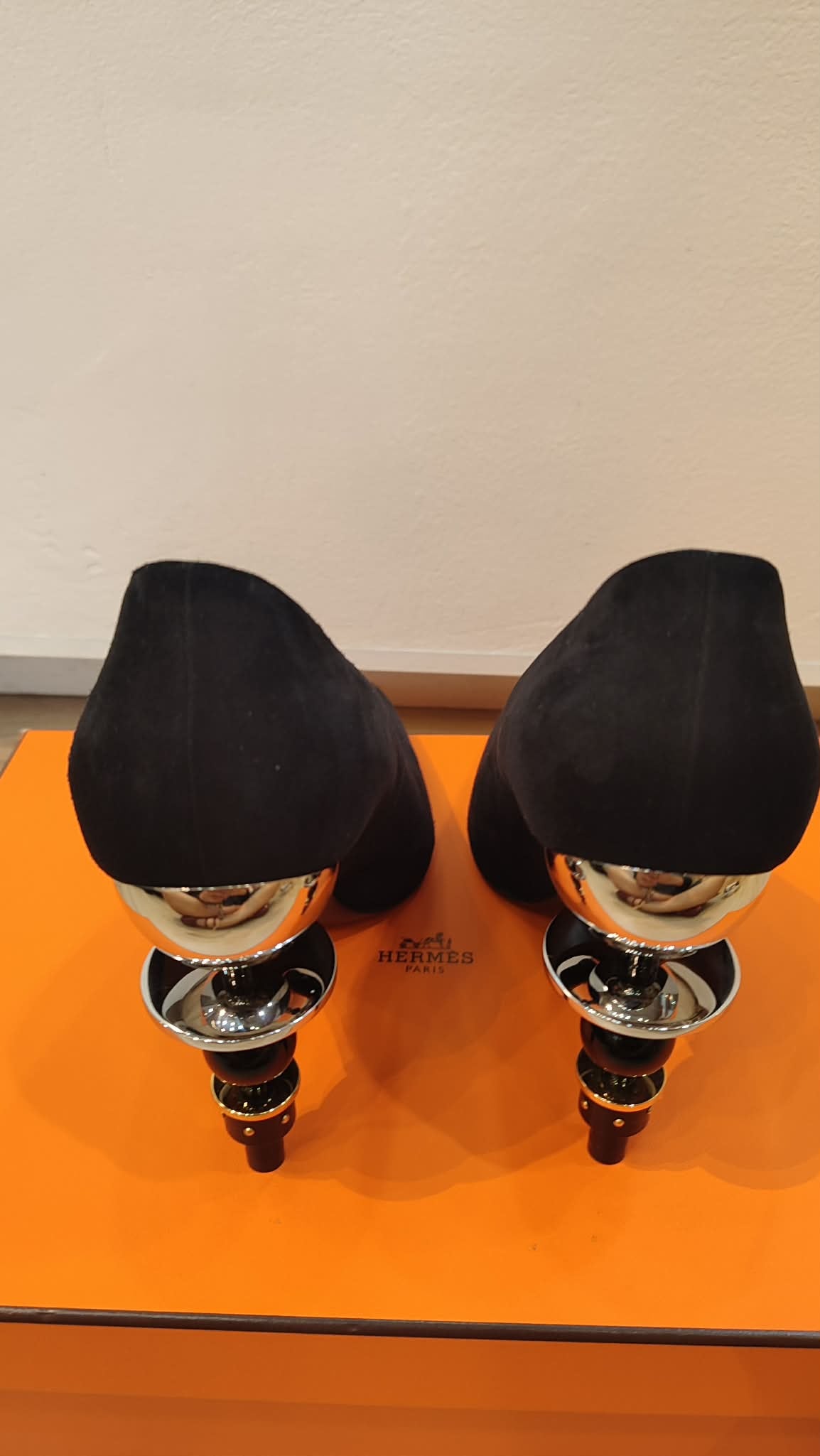 Hermes Pump Heels Velvet Noir Size 37