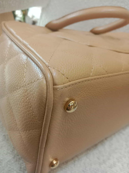 Chanel Bowling Bag Beige Caviar Series 9