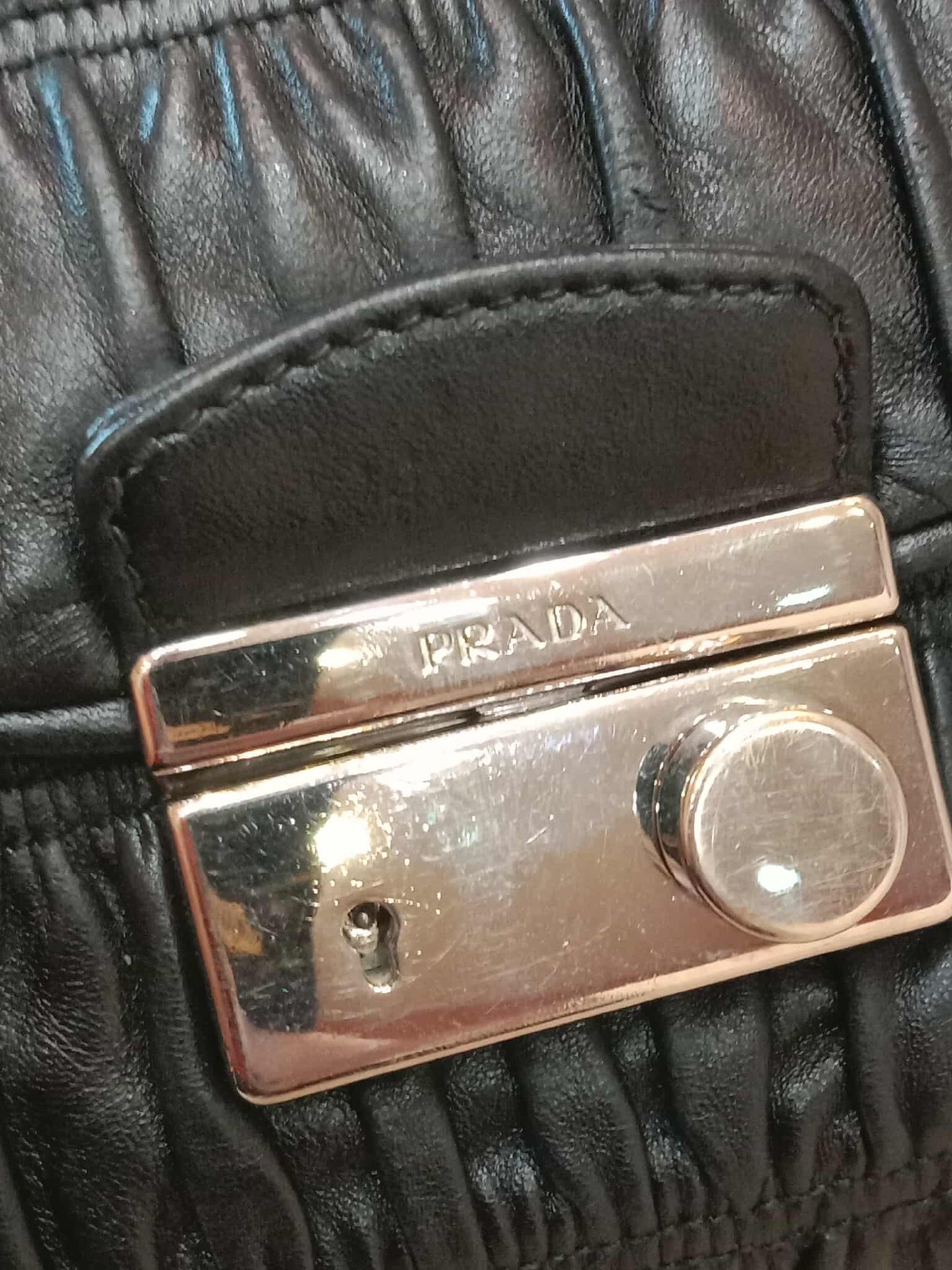 Prada Women's Leather Gaufre Black
