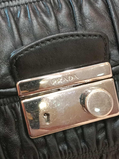 Prada Women's Leather Gaufre Black