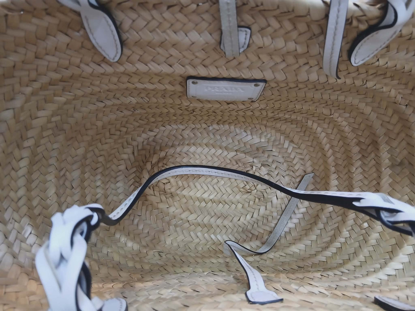 Prada Raffia Tote Bag White