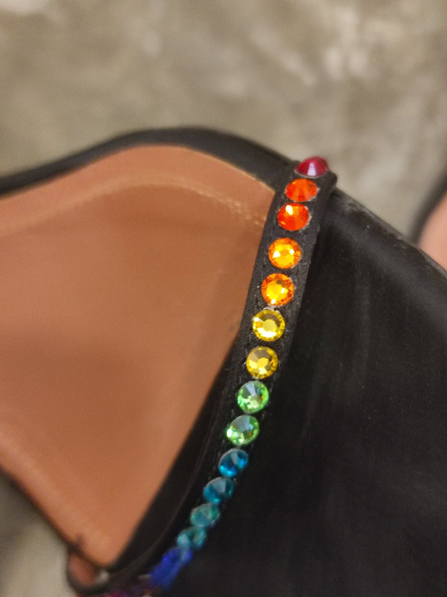 Amina Muaddi x AGWE Rainbow LSD Glasi Heeled Sandals Size 36 Black