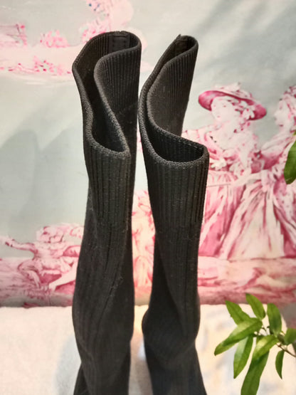VIVAIA Knit Knee-High Sock Boots Black Size 37 (24)