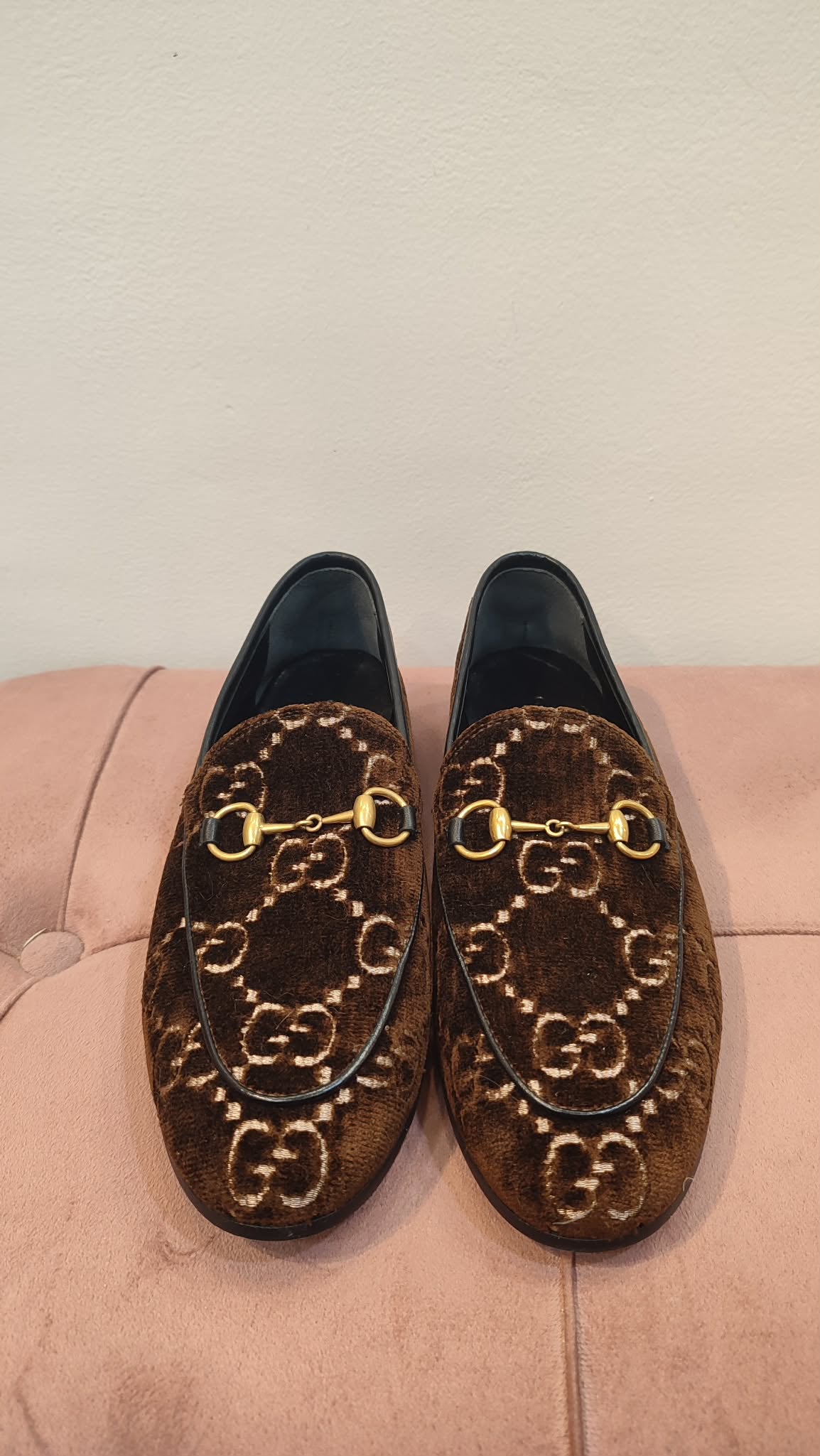 Gucci Loafer Velvet Brown Size 37 1/2